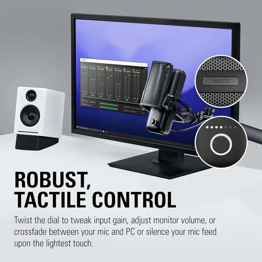Elgato Wave:3 Premium USB Condenser Microphone Black Plug & Play for Streaming Podcasting Gaming