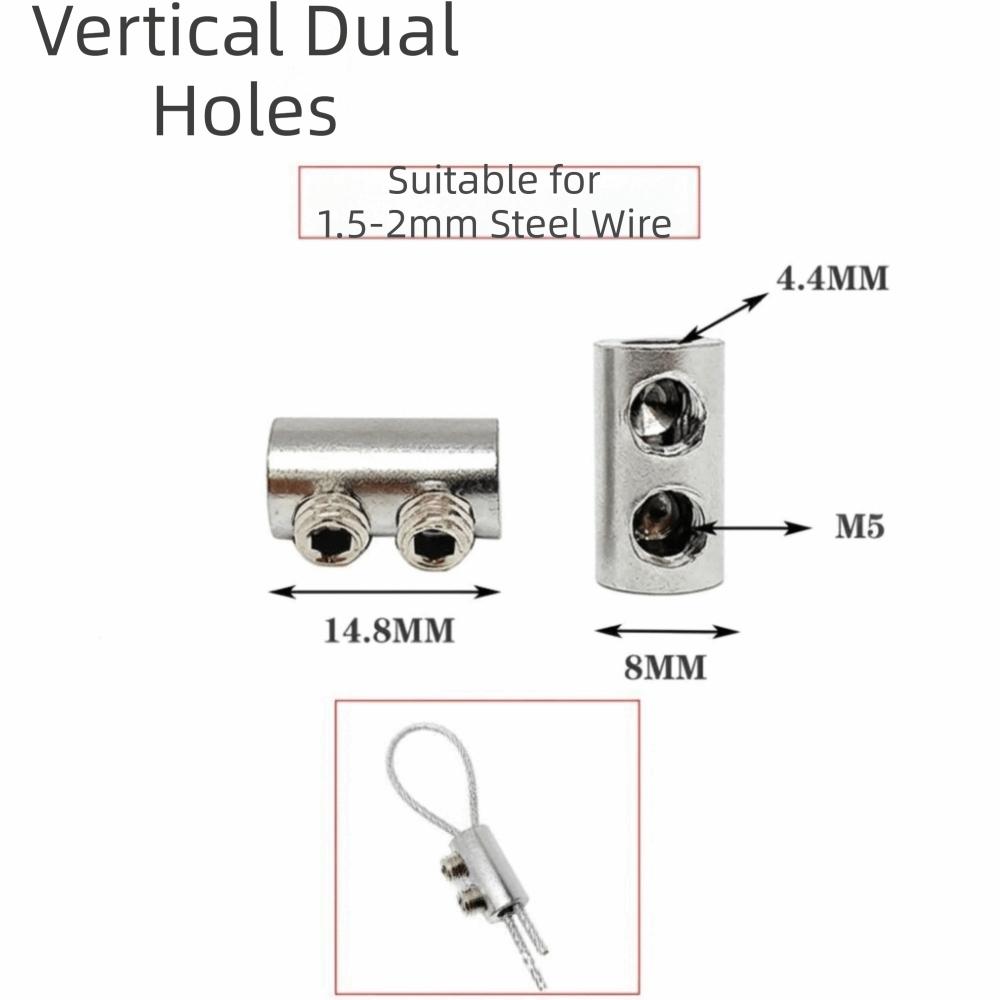 10Pcs Adjustable Cable Clamp Double Hole Cable Locker Steel Cable Fastener  Industrial Construction