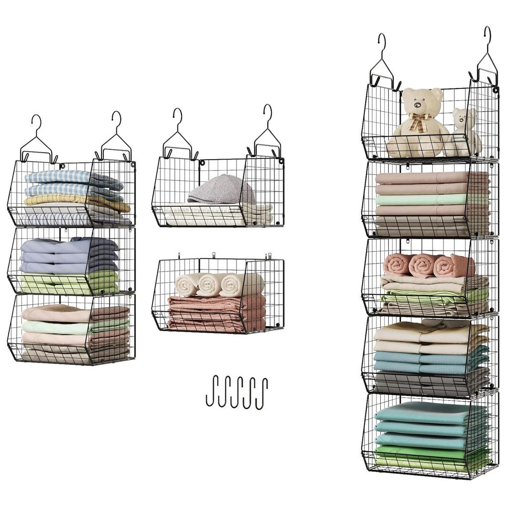 Hängender Kleiderschrank-Organizer mit 3/4/5/6 Ebenen, Kleiderhängeregale, Aufbewahrungskörbe für Kleidung, Pullover, Schuhe, Handtaschen, Clutches, Accessoires