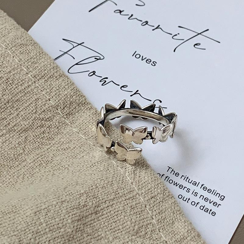 Fashionable Retro Sweet Heart  Butterfly Rose Ring for Women – Adjustable Open Design Open Adjustable