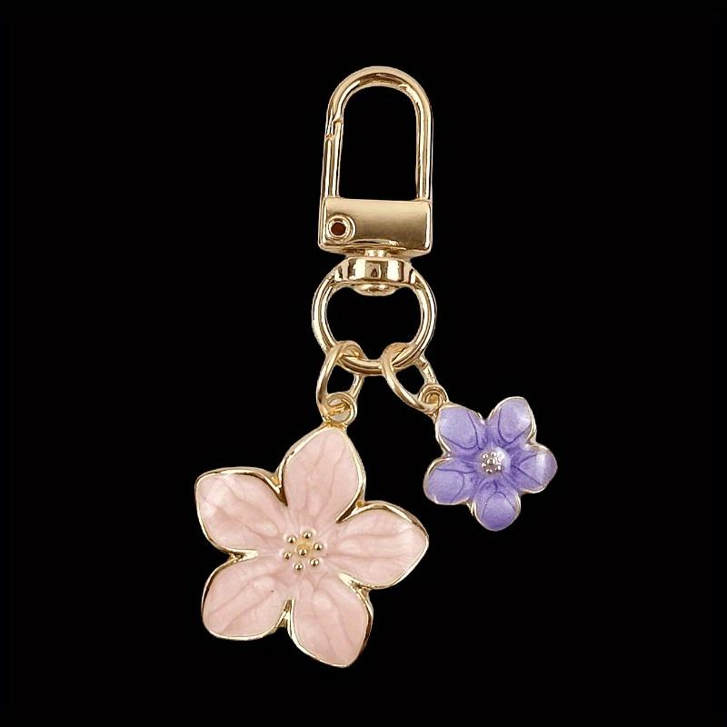 Alloy Sakura Flower Keychain Graceful Floral Design with Tag Suitable for Bag Charm Car Keys Couples Birthday & Holiday Gifts Pink Gifts