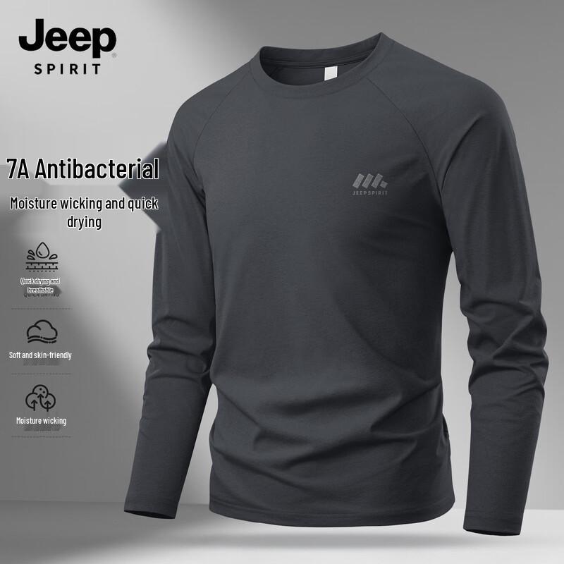 JEEP SPIRIT Herren Schnelltrocknendes Lässiges Langarm-T-Shirt