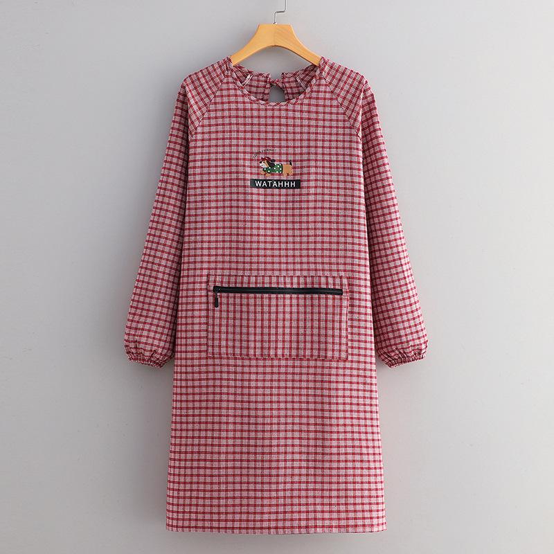 Women s Fashion Cartoon Cotton Long Sleeve Kitchen Apron – Breathable, Stain-proof Workwear Coveralls