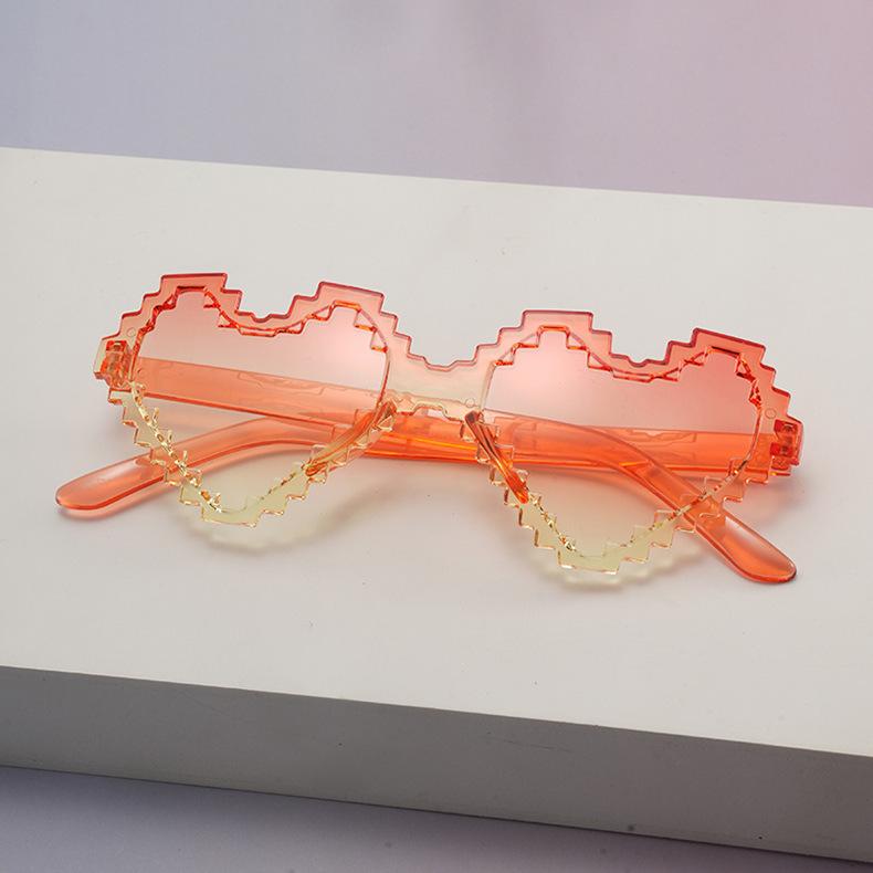 New love sunglasses mosaic glasses men's and women's candy color peach heart sunscreen sunglasses SUNGLASSES