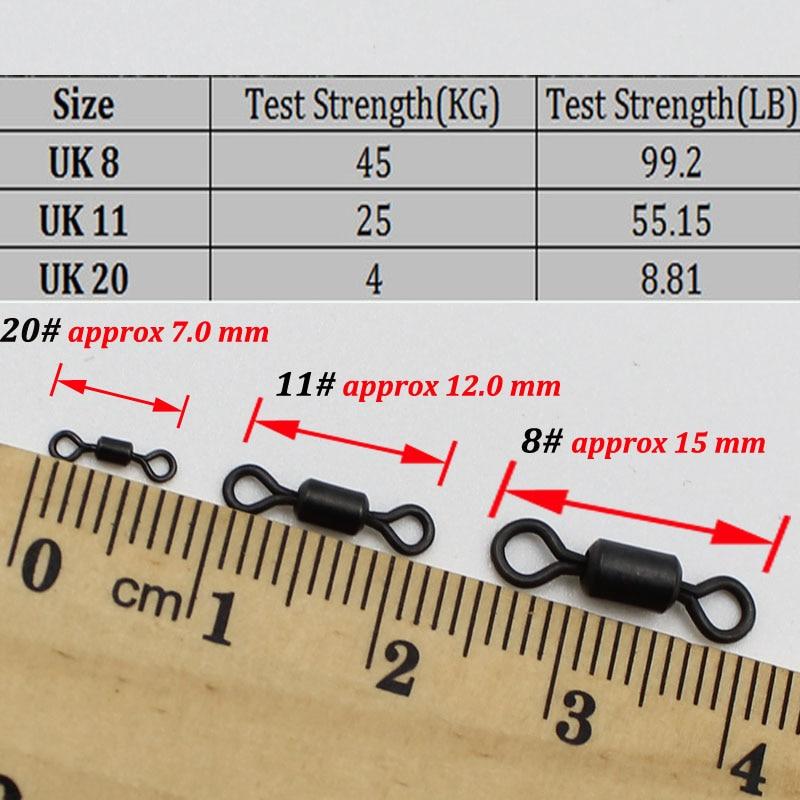 40 STK Karpefisketilbehør Fiske Micro Rolling Swivel Quick Change Ring Swivels Loop Swivels Carp Chod Running Rigger Takle