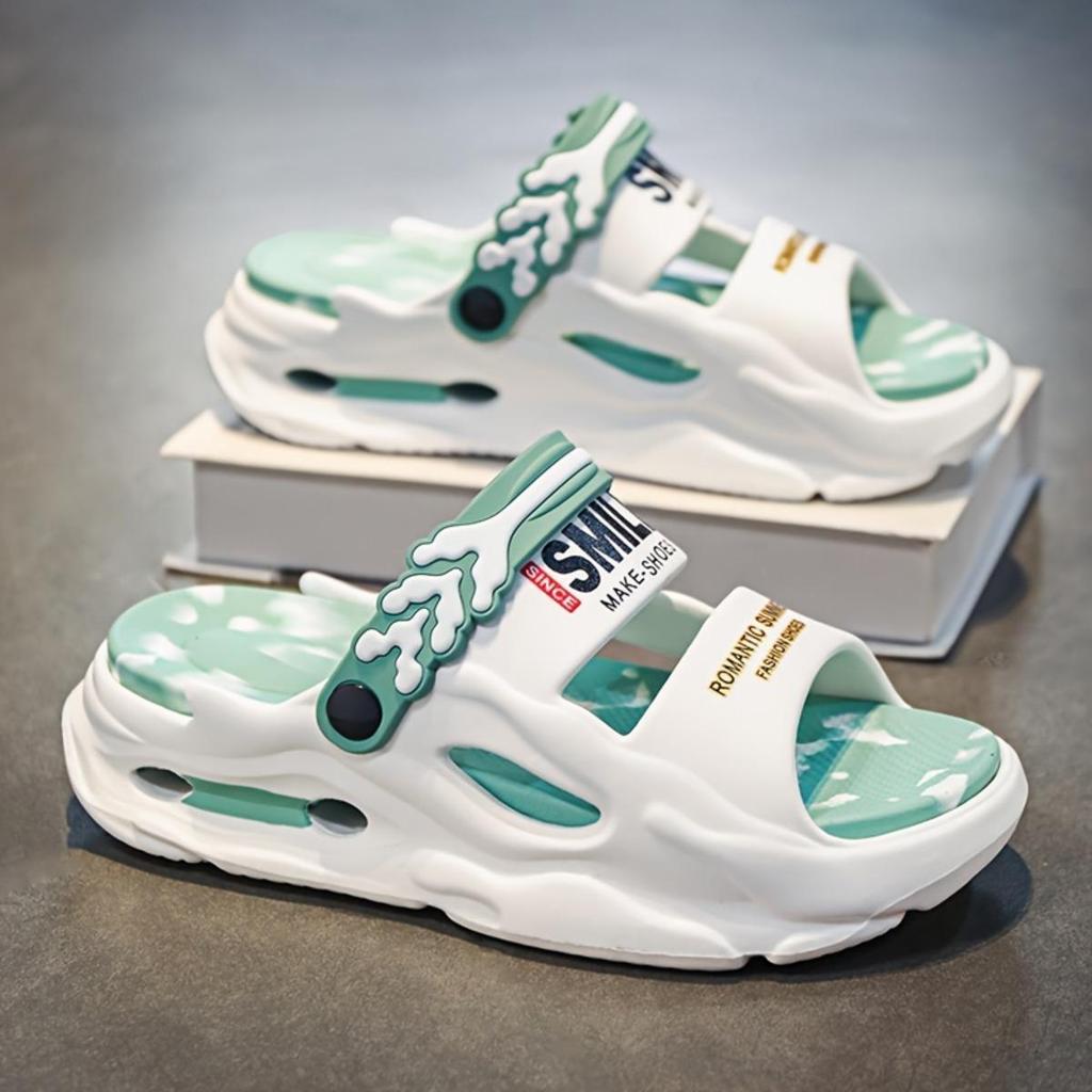 Men's and Women's EVA Sports Sandals and Slippers - Non-slip Casual Round Toe Letter Print - Lightweight and Breathable Beach Shoes for Couples