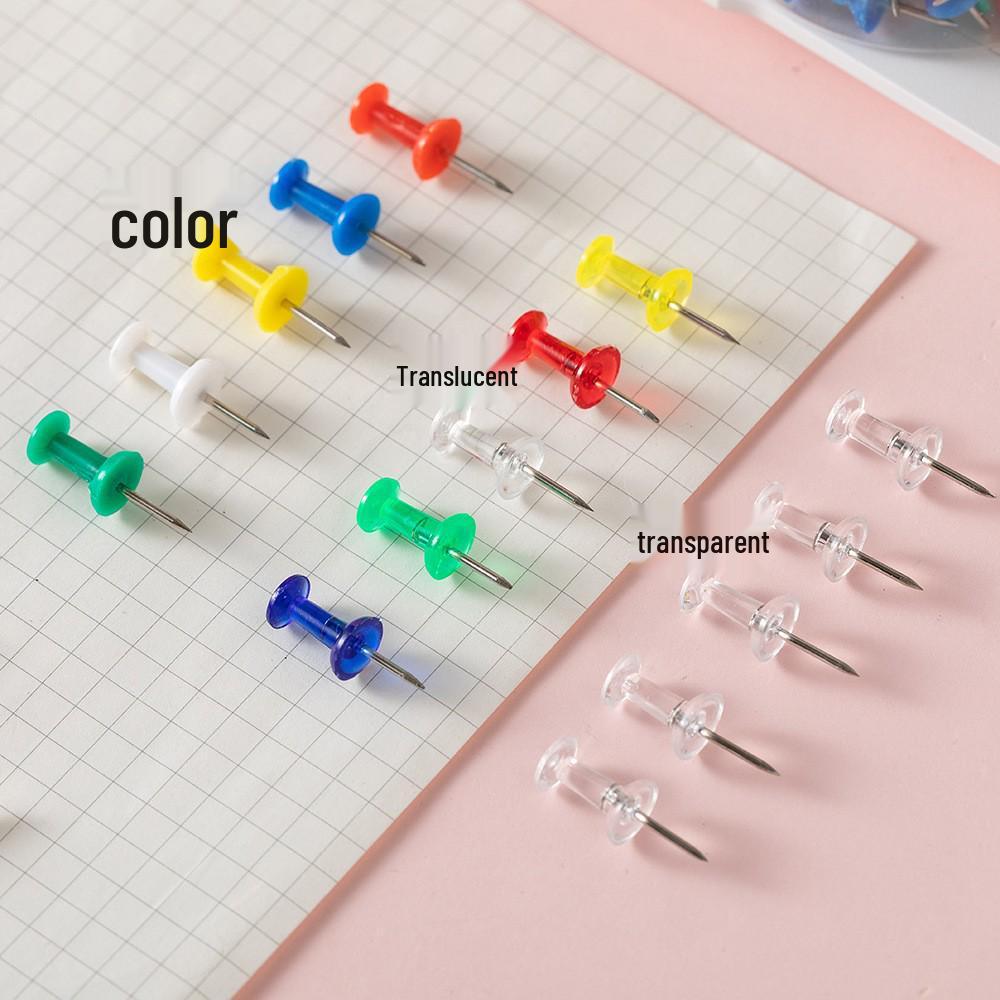 

Cork Board with Wooden Thumbtacks and Colored Push Pins for Kindergarten Messages Translucent Color