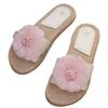 Neue Blumensandalen Haushalts-Handarbeitsslipper leicht und bequem flacher Boden Ein-Wort-Schlappen Hot Pink Blume