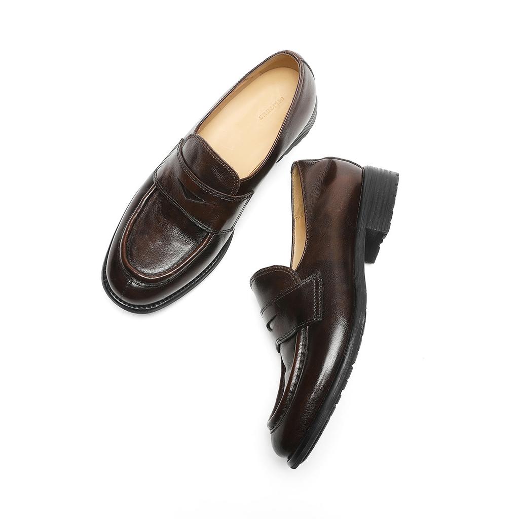 Cowhide~ Wang Xiaodou Same Retro Leather One-pedal Lazy Loafers Women's New Handmade Small Leather Shoes Single Shoes