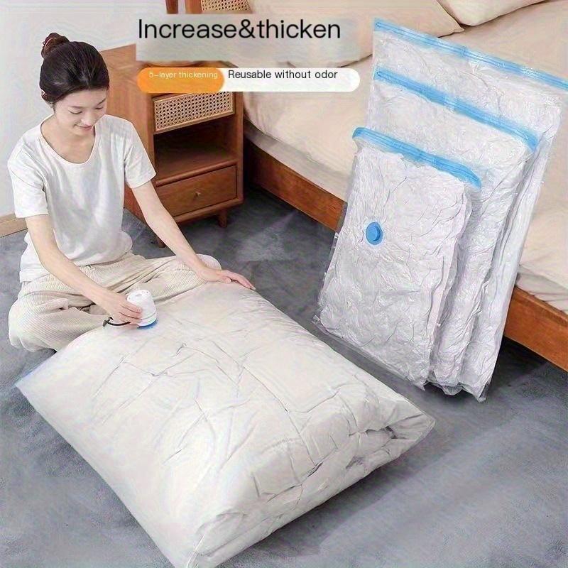 4pcs Space Saving Vacuum Storage Bag with Hand Pump - Oversized Compressed Clothing, Blankets, Bedding Bags -  Travel Storage