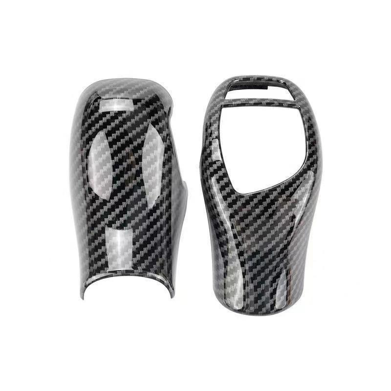 2Pcs/Set LHD Carbon Fiber Car Gear Shift Knob Cover Trim Interior Gear Shift Collars For BMW X5 X6 1/2/3/4/5/6 Series