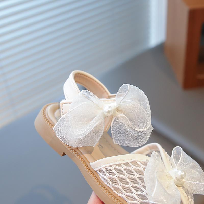Mesh Peep-toe Prinsessenschoenen Meisjessandalen met Tule Strik Zomer Avond Bruiloft Feest Bruidsmeisjessandalen I05292