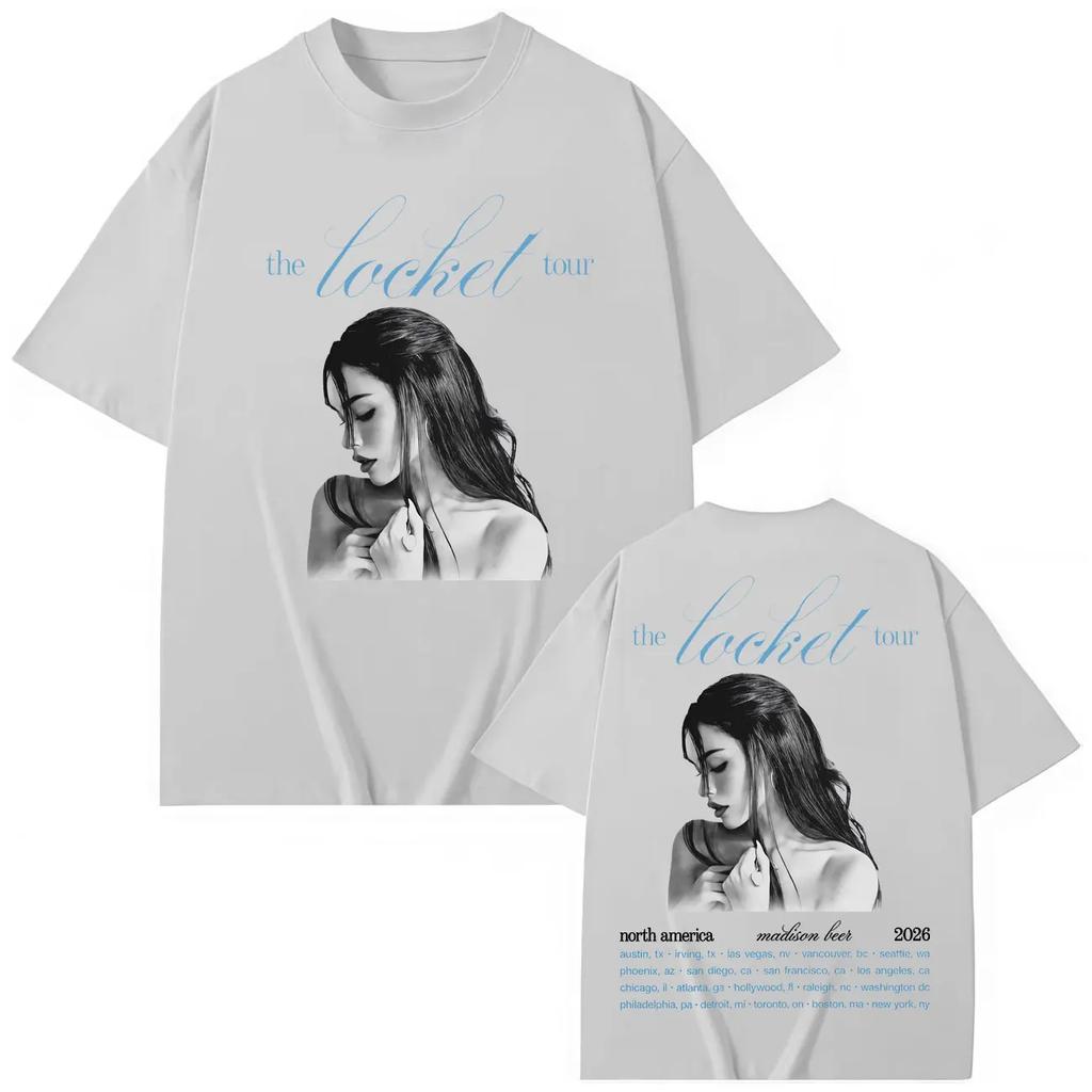 Singer Madison Beer The Locket Tour 2026 Graphic T Shirts Fashion Aesthetic Oversized Tshirts Unisex Women Casual Cotton Tshirt