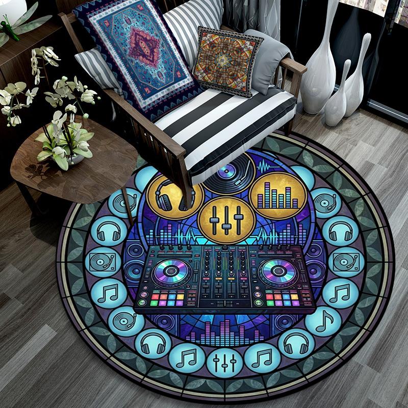 Musical Instruments Harmony Round Area Rug Under Office Chairs Bedroom Living Room Home Decor