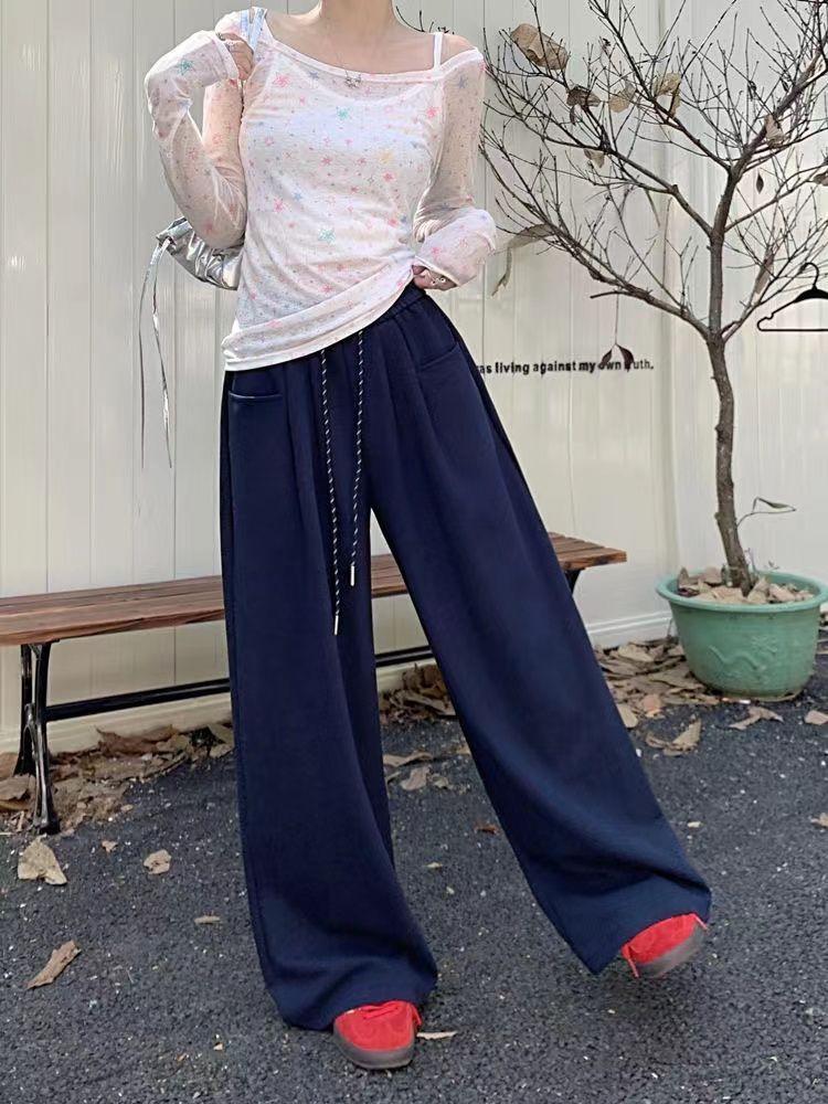Southeast Asia Women's White Floor-Length Wide-Leg Casual Pants