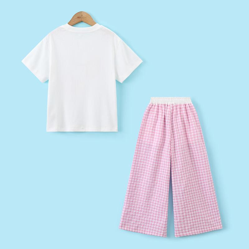 Girls' Strawberry Star T-Shirt & Pink Plaid Pants Set