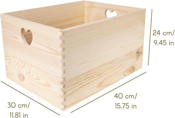 Creative Deco Boite Rangement en Bois Rose - 30 x 20 x 14 cm (+/- 1 cm) - avec Couvercle - Boite en Bois - Boîte Caisse Malle Coffre