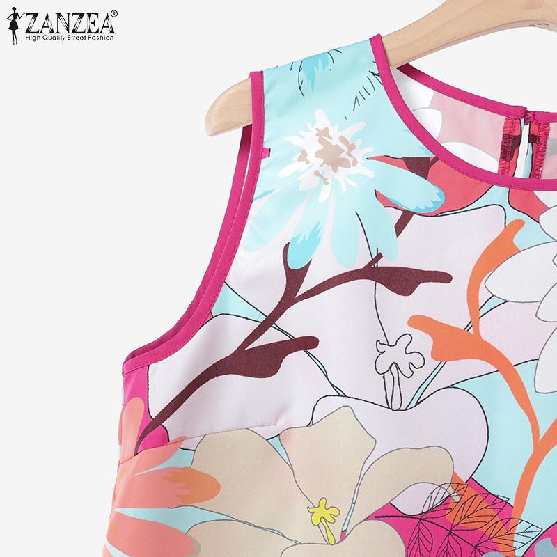 ZANZEA Women Sleeveless Print Tank Tops and Pants Summer Two Piece Suit Sets