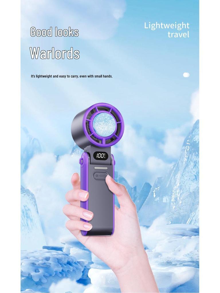 Portable Foldable Neck Fan with Digital Display & Stepless Speed