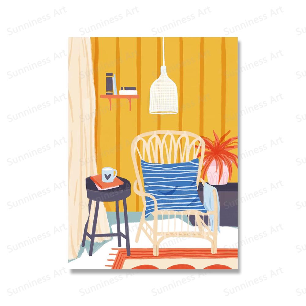 

Настенная живопись на холсте, абстрактный пейзаж в стиле бохо, скандинавские постеры и принты, картины для кухни, столовой, гостиной, домашнего декора 21x30cm No Framed белый