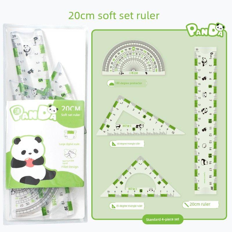 

Grade Three Class Two Panda Coming 20cm Soft Ruler Sets Only for Pupils Ruler Good-looking Four-Piece Set a Scale 20cm soft set ruler 1 set