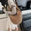 Fashion Straw Bag Handmade Grass Woven Bag Leisure Bucket Bag  Vacation