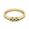 Tiny Round Shape Emerald Gemstone 925 Sterling Silver Gold Plated Three Stone Minimalist Women Engagement Ring