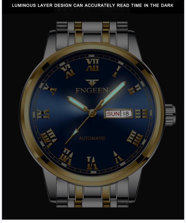 Fngeen 4002 Luxury Business Men Stainless Steel Watches Famous Brand Clock Luminous Fashion Waterproof Men's Quartz Wristwatch