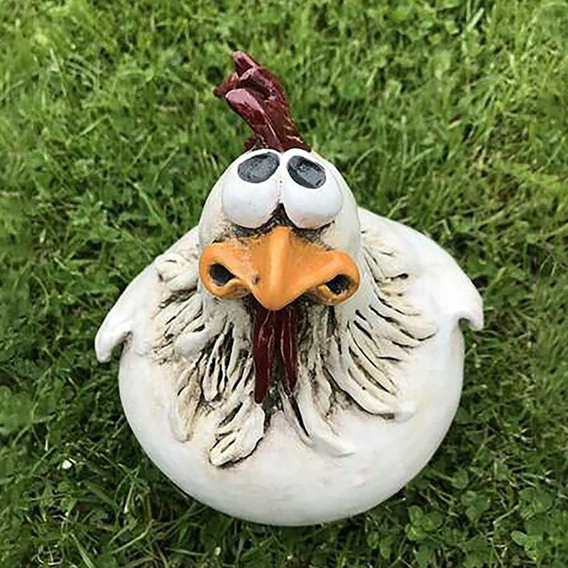 Farmyard Chicken Decor Figurine Garden Ornament Fence Style Cottagecore Home Resin Craft Patio Yard