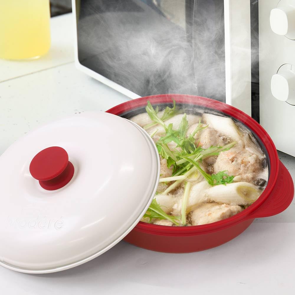 eathestars Microwave Cooker, Grill, Fish, Large, Deep, Can Also Brown, Stir-fry, Boil, Grill, Simmer, Steam, and Cook. Versatile, Round, Meat, Washabl