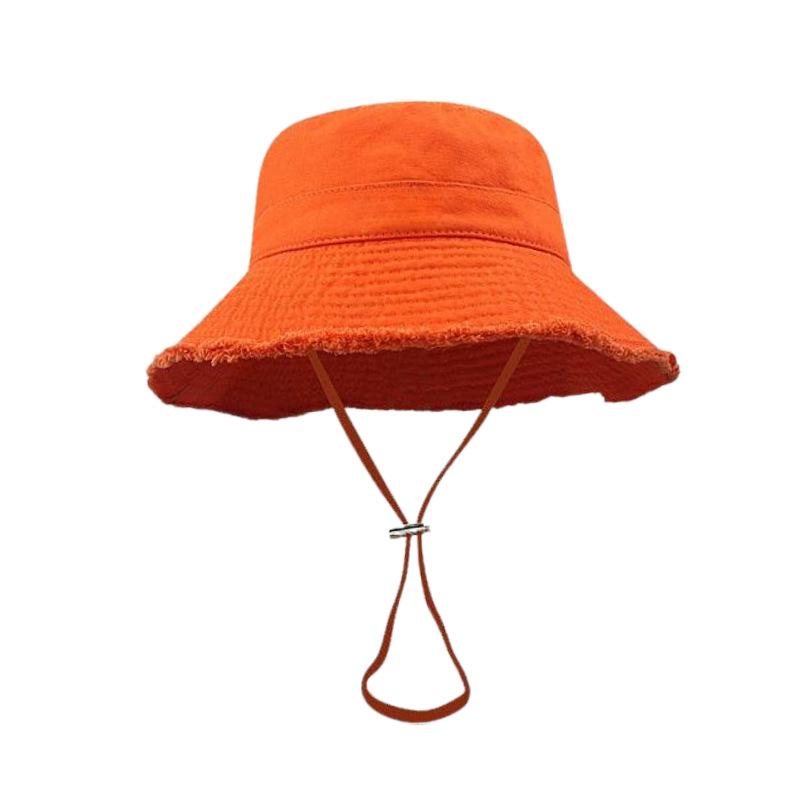 Japonský bavlněný klobouk typu bucket hat s raw hranou, jednobarevný, dámský barevný sluneční klobouk pro cestování a nakupování, sluneční clona, Panama klobouk