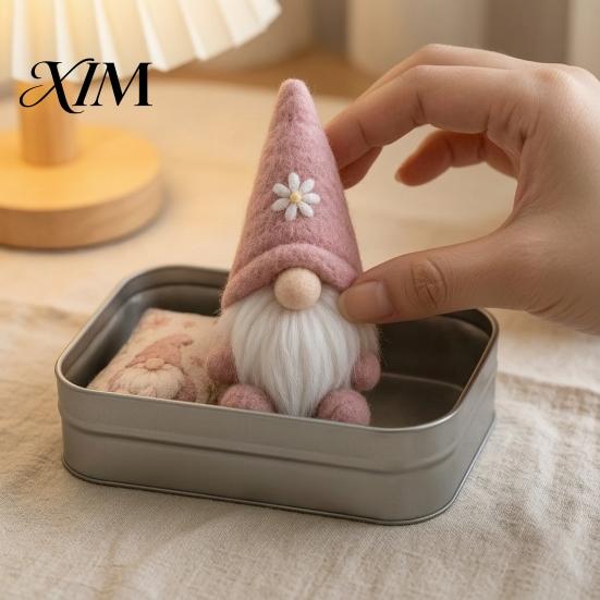 Cute Dwarf Ornament 2 Pcs Pocket Hug Gnome Comfort Gift Tin Box, Mini Plush Doll Emotional Support Birthday Presents for Her Keepsake, Handmade