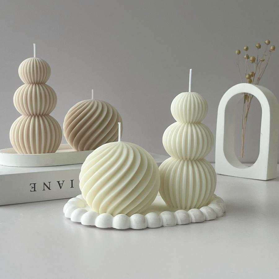Nordic Minimalist Swirl Ribbed Ball Scented Candle Soy Wax Aromatherapy Candle Home Bedroom Table Decor Wedding Gift