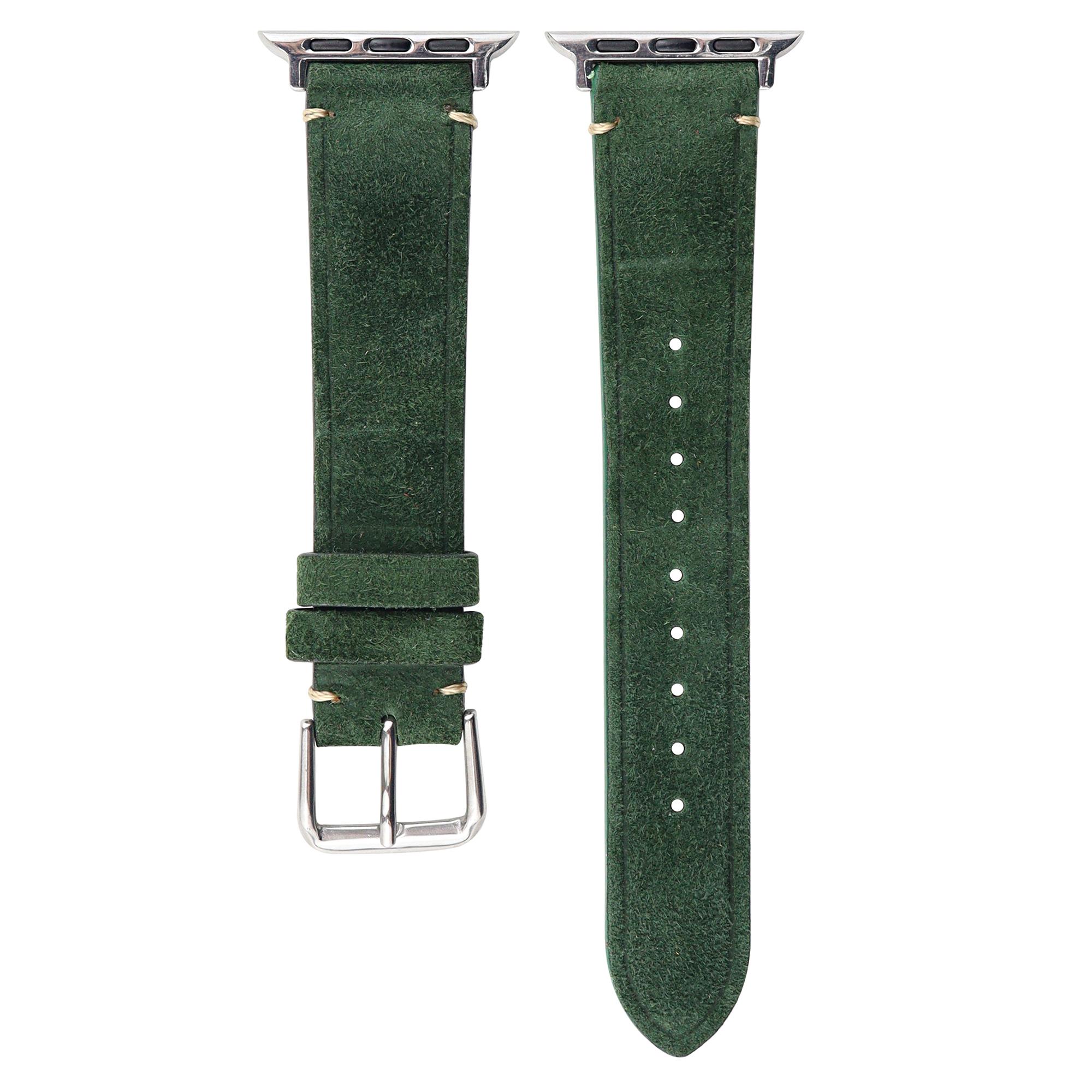 

For Apple Watch Series 10 46mm/Ultra 2 Ultra 49mm/Series 9 8 7 45mm/6 5 4 SE (2023) SE (2022) SE 44mm/3 2 1 42mm Textured Leather Watch Bands Green