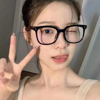 Explosive Black Frame Comes With Blush Glasses, Women'S Square Frame Is Thin, Large Frame Glasses Frame, Myopia Glasses Frame.
