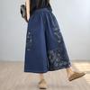 patchwork plus size Vintage floral high waist casual loose Women spring summer jeans denim wide leg Pants