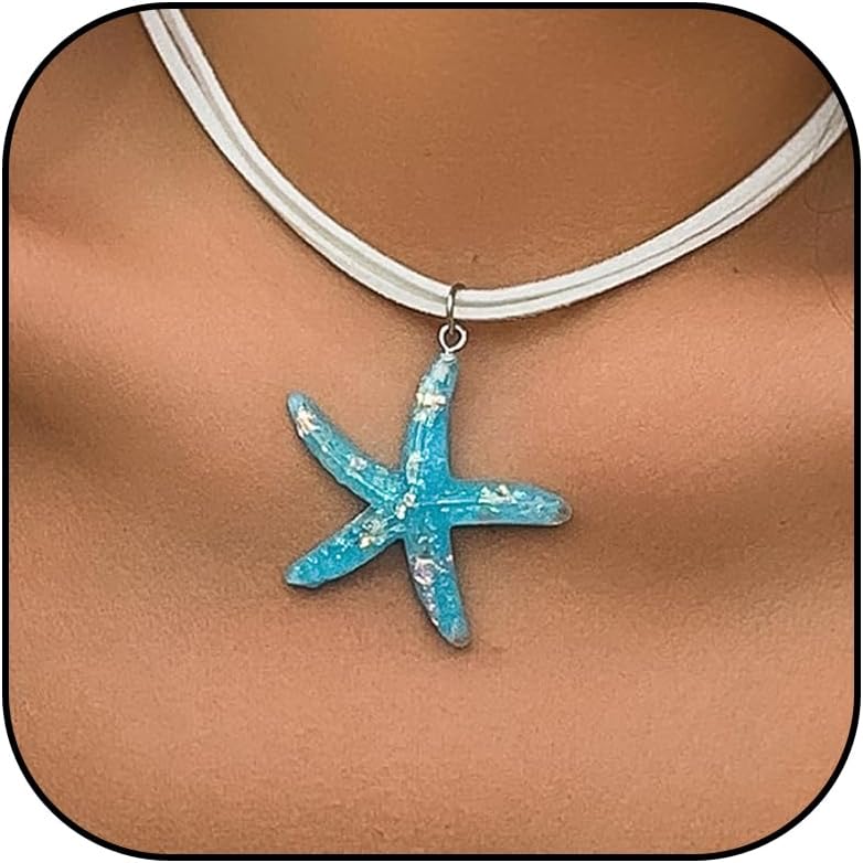 Dcfywl731 Starfish Seashell Necklace for Women Shell Pendant Accessories Chunky Gold Beach Jewelry Womens Fashion Accessories Summer Outfits for