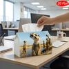 2D Flat, 1pc Tissue Box, Printed On Both Sides, Tissue Holder with Checkered Top Designed by Meerkat Group, Sturdy Fabric Versatile Decorative Storage