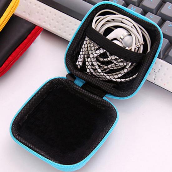 Earphone Storage Box Beautiful Protective Square Earphone Protective Storage Box Pouch for U Disk Memory Card Earphones Storage