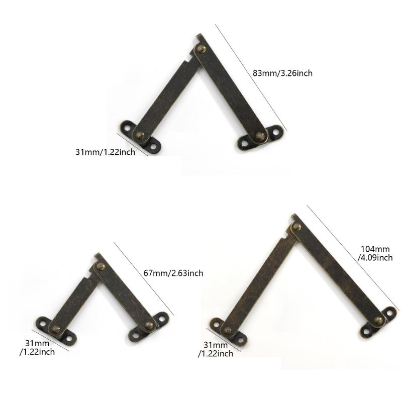 2Pcs Metal Lid Support Hinges Lift Up Stay Hinge Folding Support Hinges for Wood Box Jewelry Case Cabinet Easy To Use