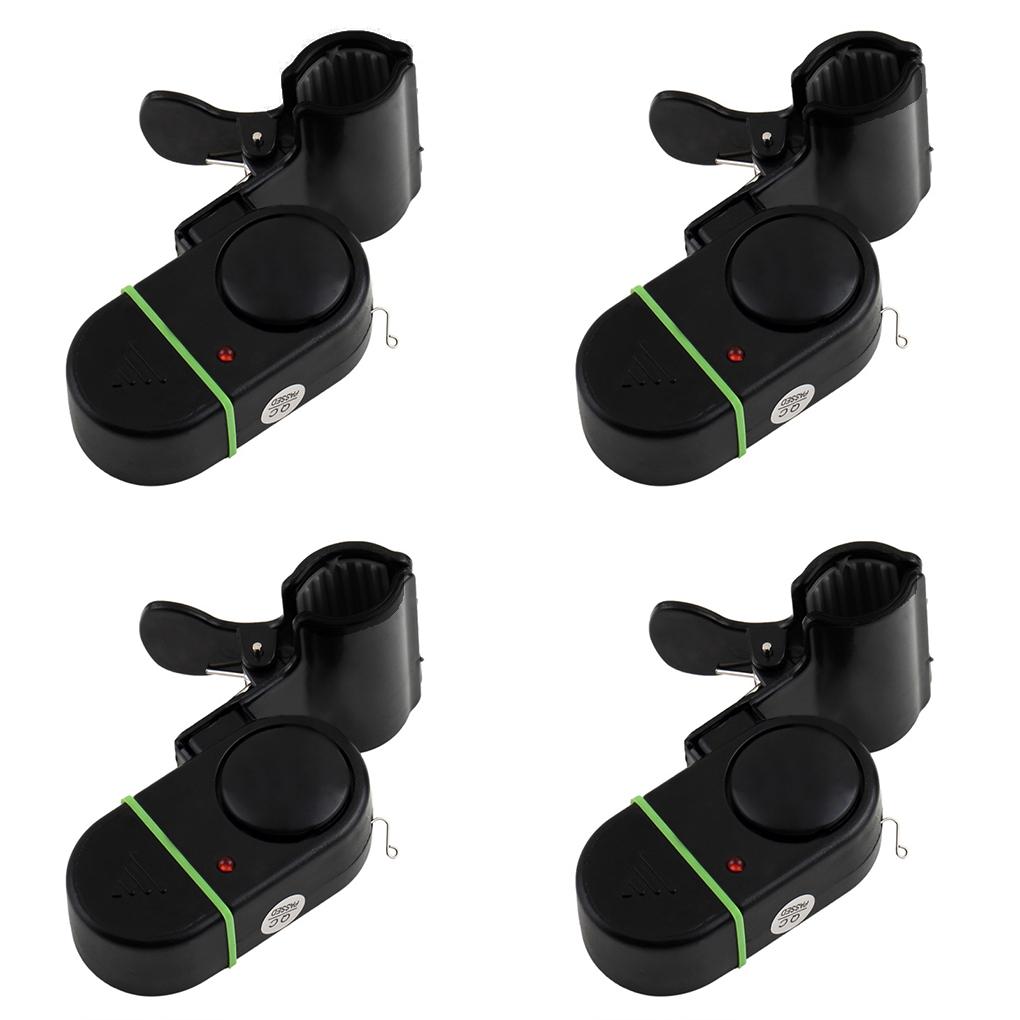 

4 шт. Сигнализатор поклевки для рыбалки, звуковое оповещение для удилища, рыболовный колокольчик, аксессуары, электрический рыболовный сигнализатор, индикатор со светодиодными огнями