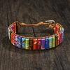 Stone Wrap Leather Bracelets Vintage 2 Strands Multilayer Woven for Women Men