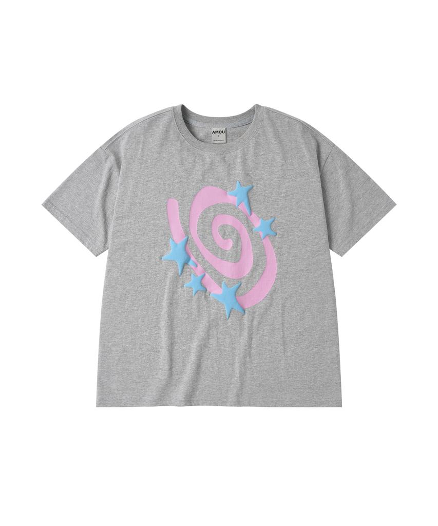 AMOU Molly Star Half T-Shirts Gray