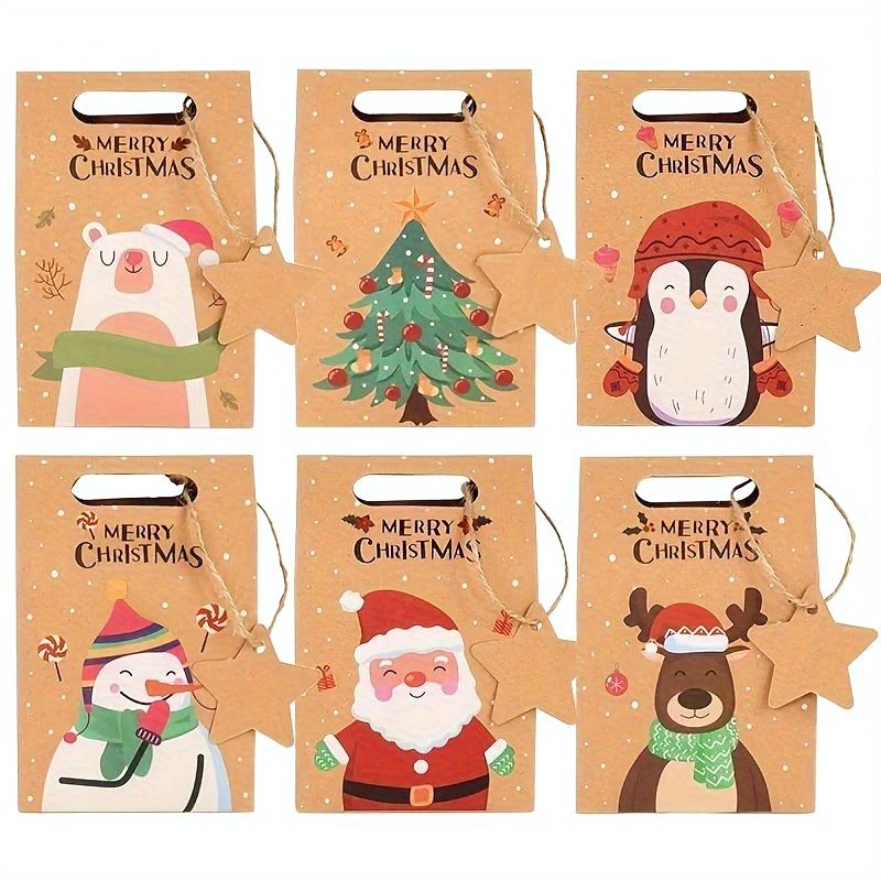 24PCS Eco-Friendly Christmas Candy Packaging Box Brown Kraft Paper Christmas Party Favor Bag 9.4X6X14cm