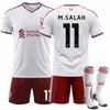 2627 Camiseta del Ejército Rojo Club Nº. 11 Uniforme de Equipo Salah para Niños Liverpool Visitante Blanco Traje de Uniforme de Fútbol