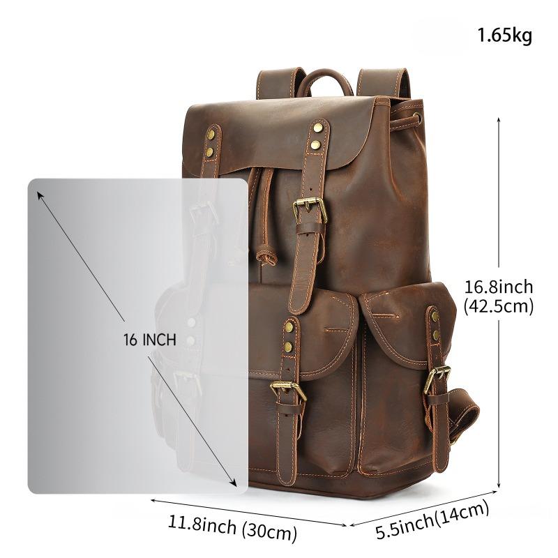 Retro Genuine Leather Multi-functional Outdoor Men's Travel Backpack