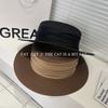 Folded Ribbon Flat Top Straw Hat Women's Summer Travel Sun Protection Flat Top Hat Vacation Hat Fashion Versatile Top Hat