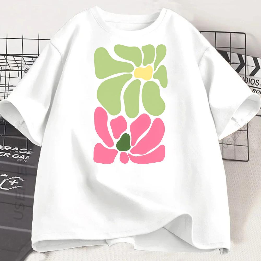 Flower Print Unisex Crew Neck Short Sleeve Unisexs Graphic Tshirt Stylish Comfortable Casual Unisex Top Trendy T Shirt Unisex