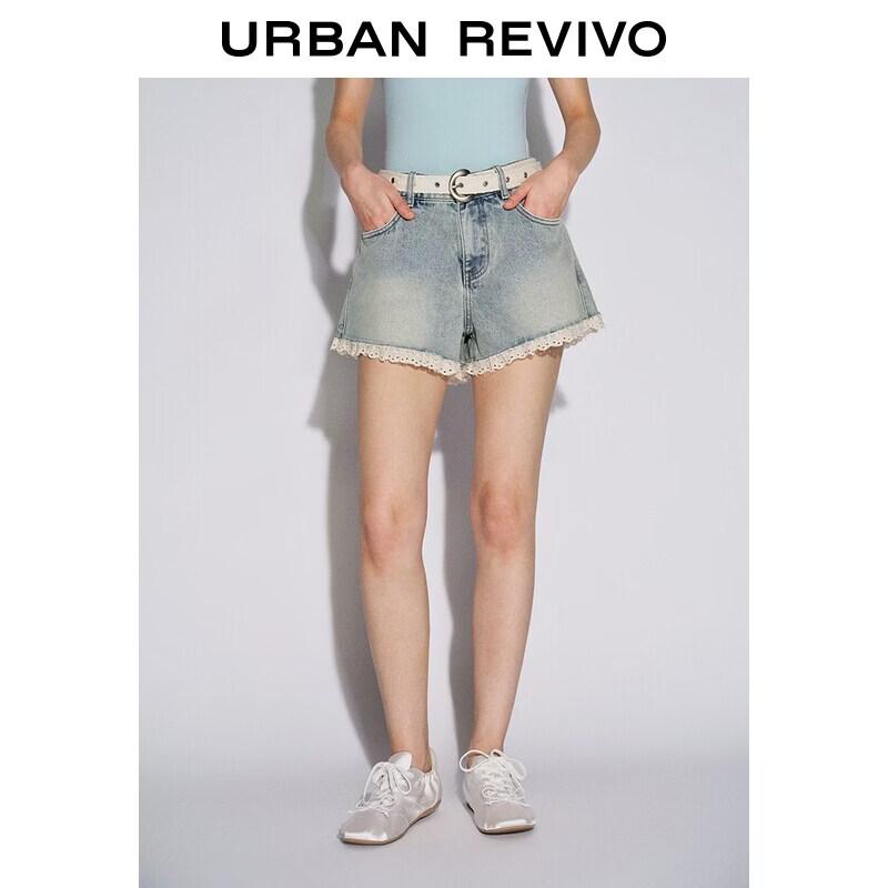 Women s Embroidered Lace Denim Shorts 27 синий