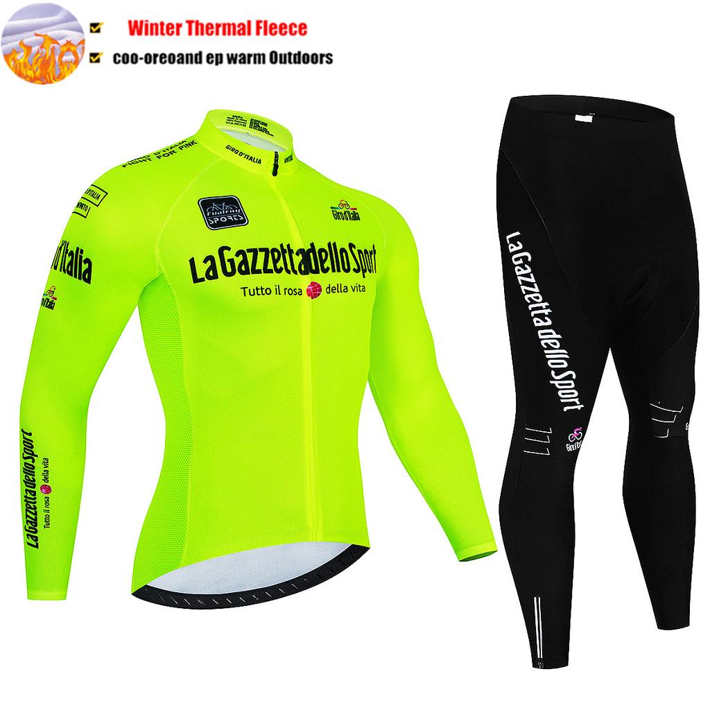 2025 Tour De Giro D'ITALIA Cycling Jersey Set Winter Thermal Fleece Long Sleeve Cycling Clothing MTB Bike Clothes Cycling Suit